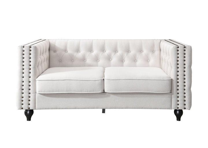 Mayfair 2 Seater Tufted Sofa Natural Fabric