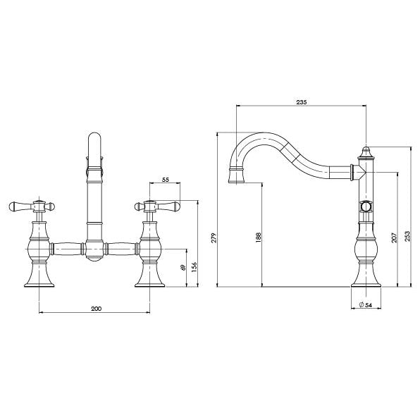 Nostalgia Exposed Sink Set 230mm Shepherds Crook