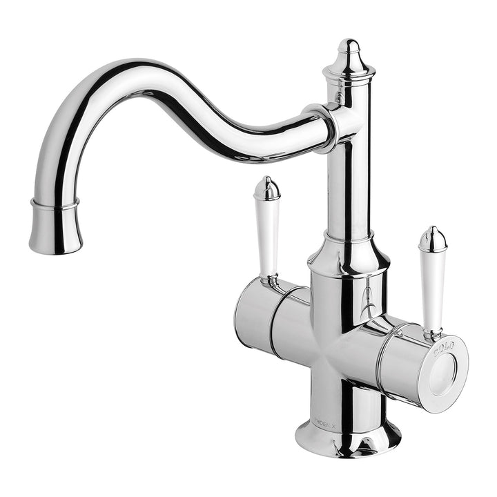 3 Nostalgia Twin Handle Sink Mixer 230mm Shepherds Crook, Mixers – Pilbara Bathroom Warehouse