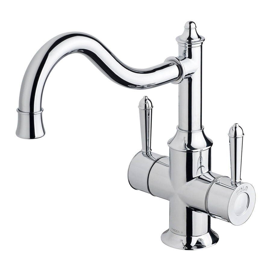 1 Nostalgia Twin Handle Sink Mixer 230mm Shepherds Crook, Mixers – Pilbara Bathroom Warehouse