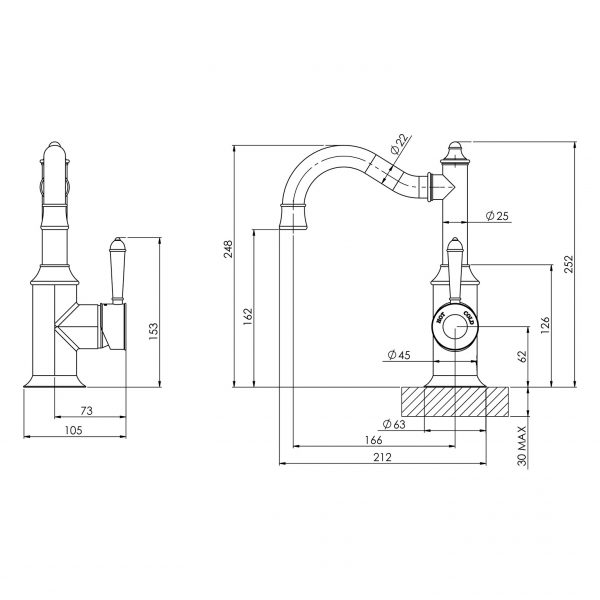 Nostalgia Basin Mixer 160mm Shepherds Crook