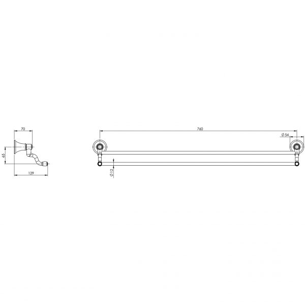 Nostalgia Double Towel Rail 760mm