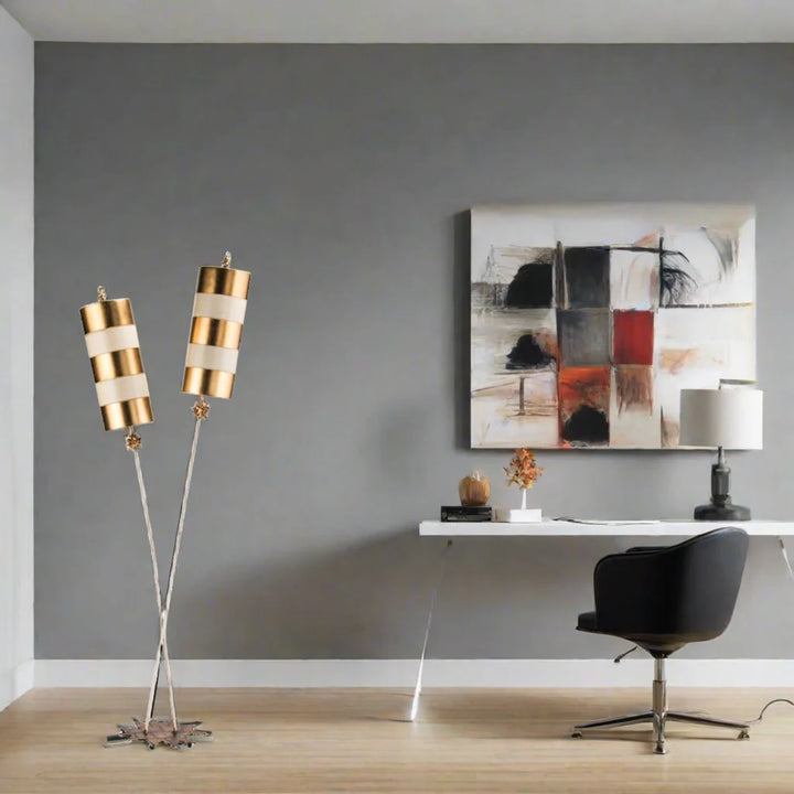 Nettle Luxe Floor Lamp E27 in Gold and Silver Elstead Lighting - ELS.FB-NETTLELUX-FL