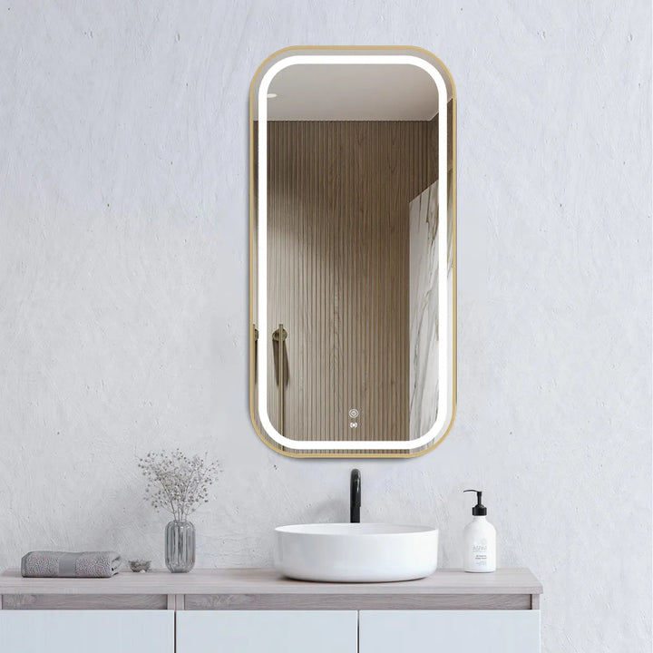 Newport 900x450 Brushed Gold LED Mirror