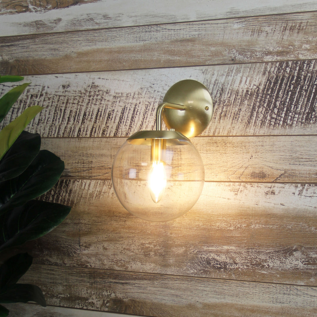 Newton Contemporary Wall Light | Brushed Brass & Black