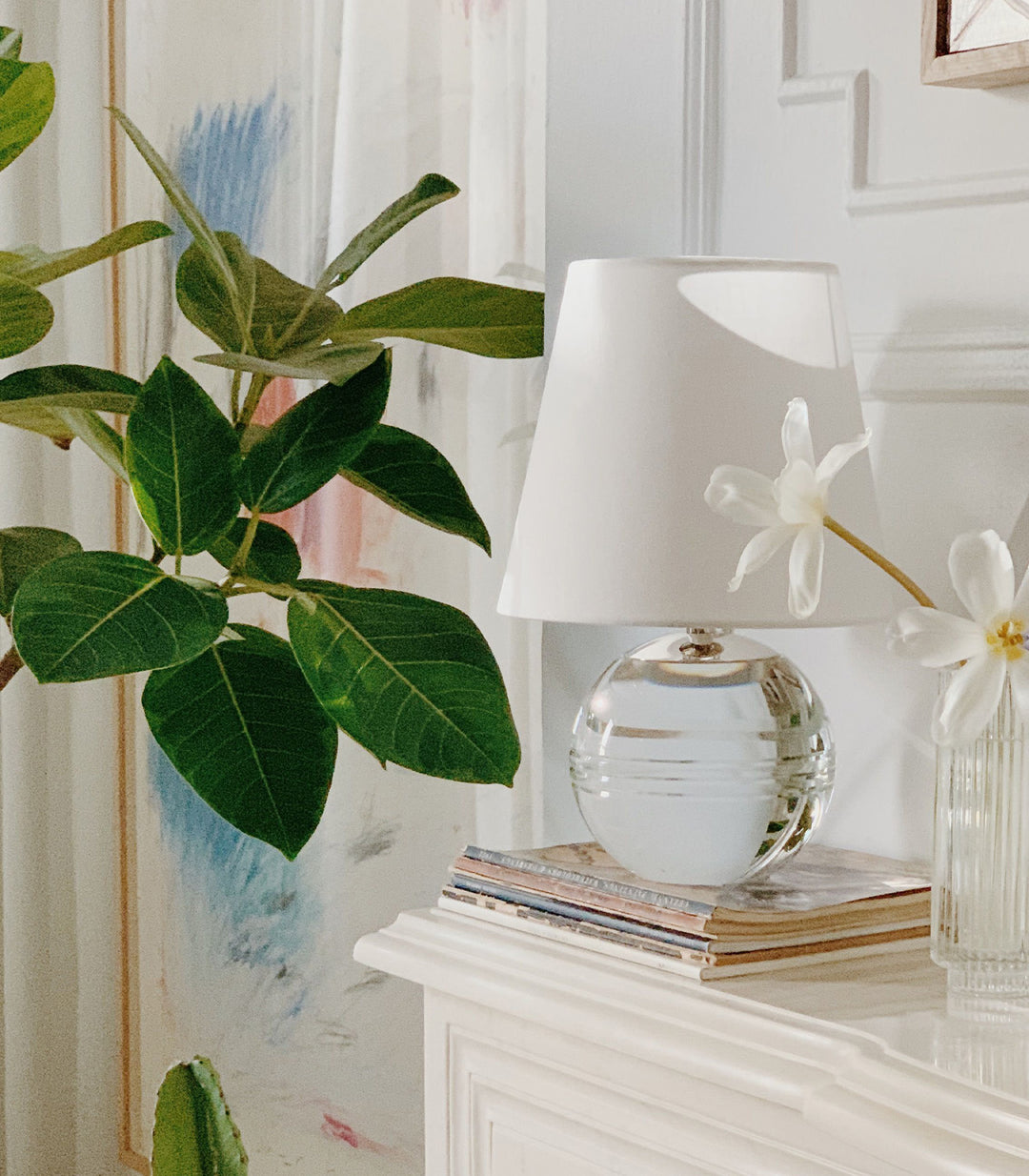 Nicole Table Lamp – Elegant Crystal Base with Linen Shade