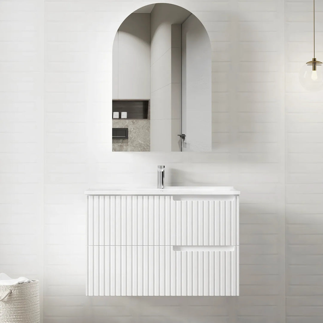 Noosa 900mm Satin White Wall Hung Vanity