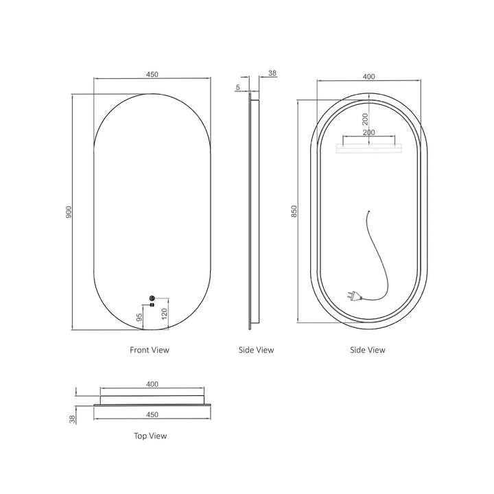 Noosa 900x450 Frameless LED Mirror | Modern Bathroom Lighting with Motion Sensor