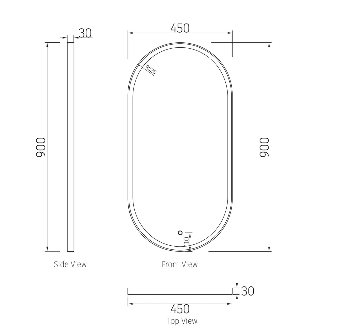 Noosa 900x450 Matte Black Framed LED Mirror | Modern Bathroom Lighting