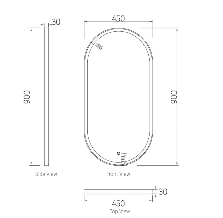 Noosa 900x450 Matte Black Framed LED Mirror | Modern Bathroom Lighting
