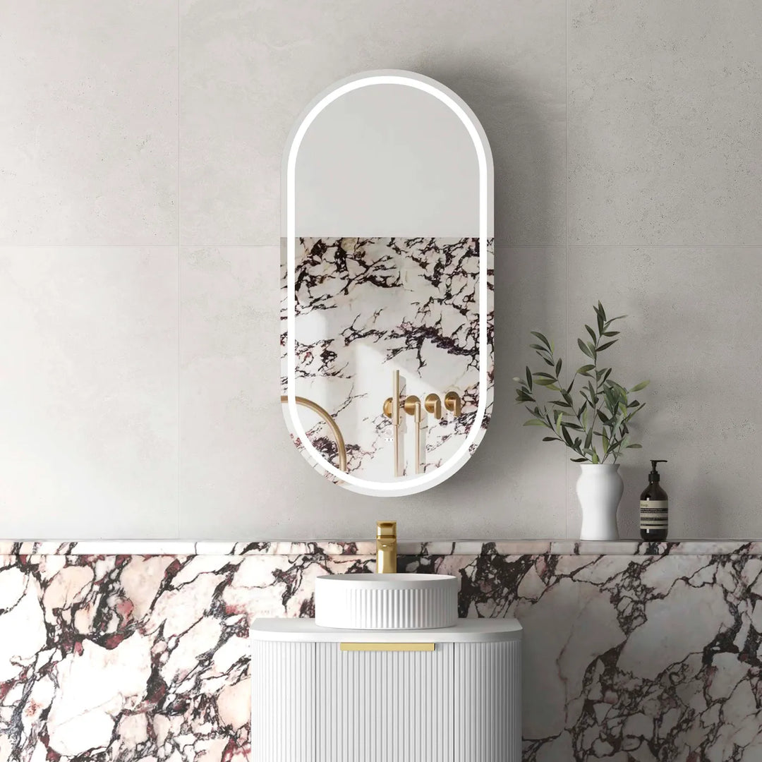 Noosa 900x450 Matte White LED Shaving Cabinet | Soft Closing with Adjustable Shelf