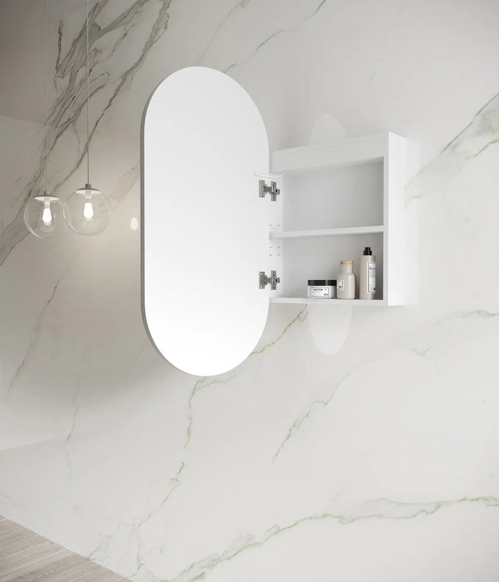 Noosa 900x450 Matte White LED Shaving Cabinet | Soft Closing with Adjustable Shelf