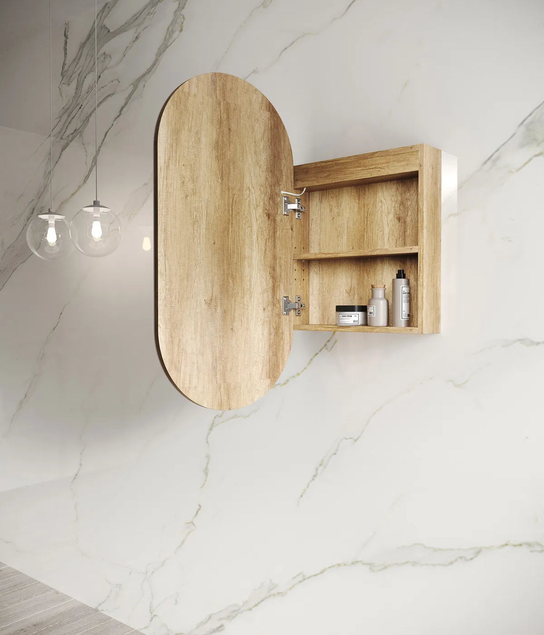 Noosa 900x450 Natural Oak LED Shaving Cabinet | Soft Closing Door & Adjustable