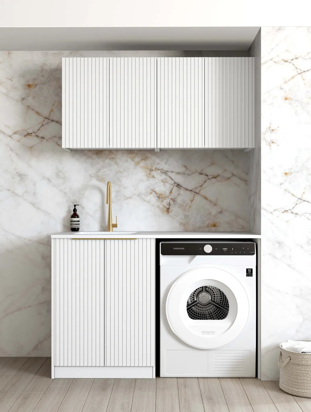 Noosa White Laundry Kit 1305x600x2100 | Modern Laundry Storage Solution