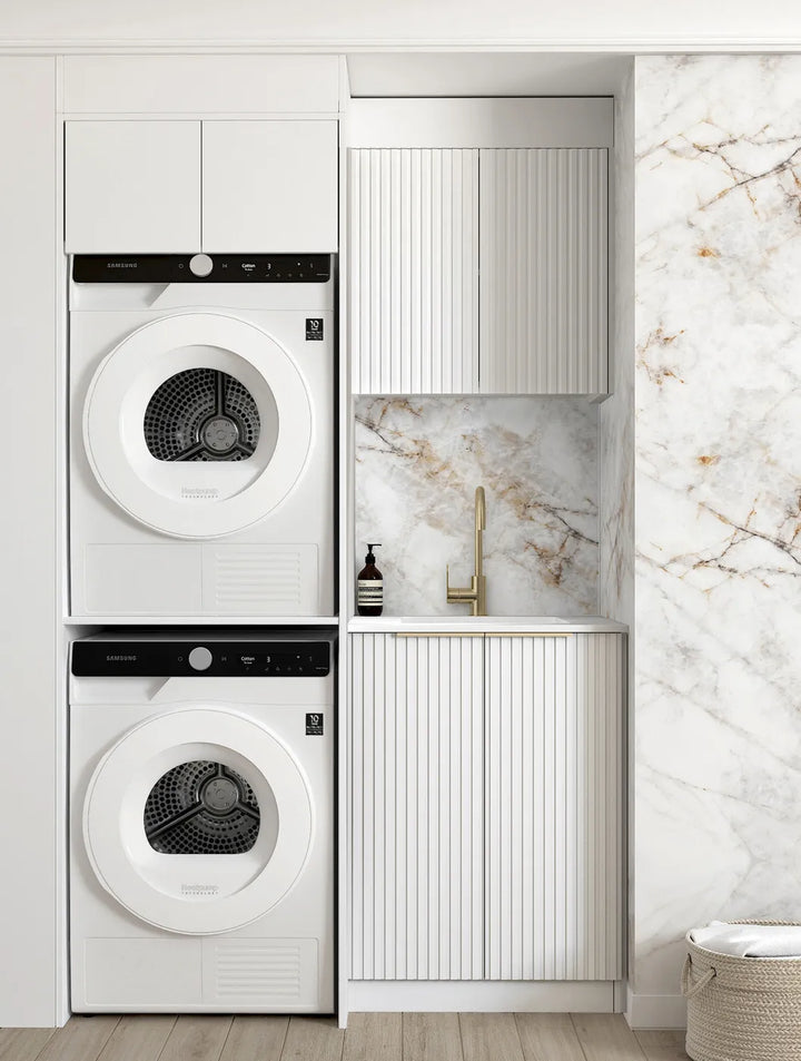 Noosa White Laundry Kit 1305x600x2100 | Modern Laundry Storage Solution