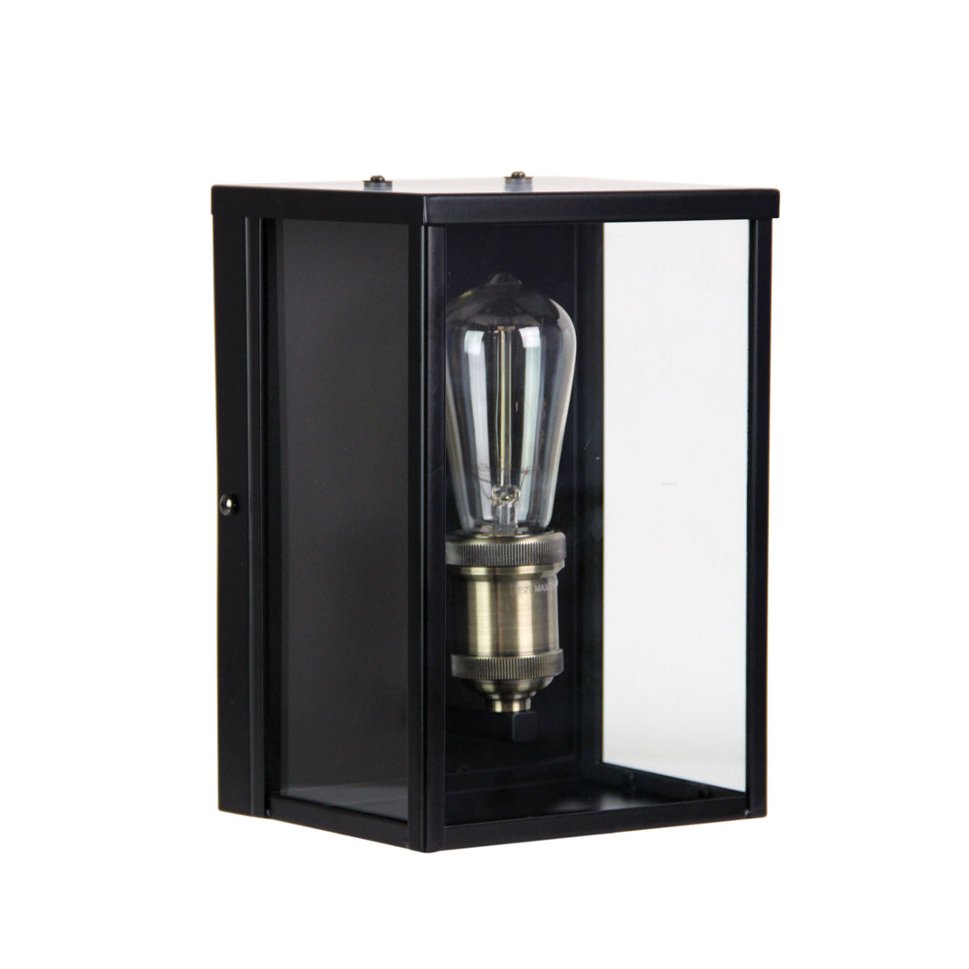 OAKLAND Brushed Chrome and Black Hamptons Style Outdoor Wall Sconce