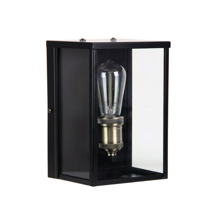 OAKLAND Brushed Chrome and Black Hamptons Style Outdoor Wall Sconce
