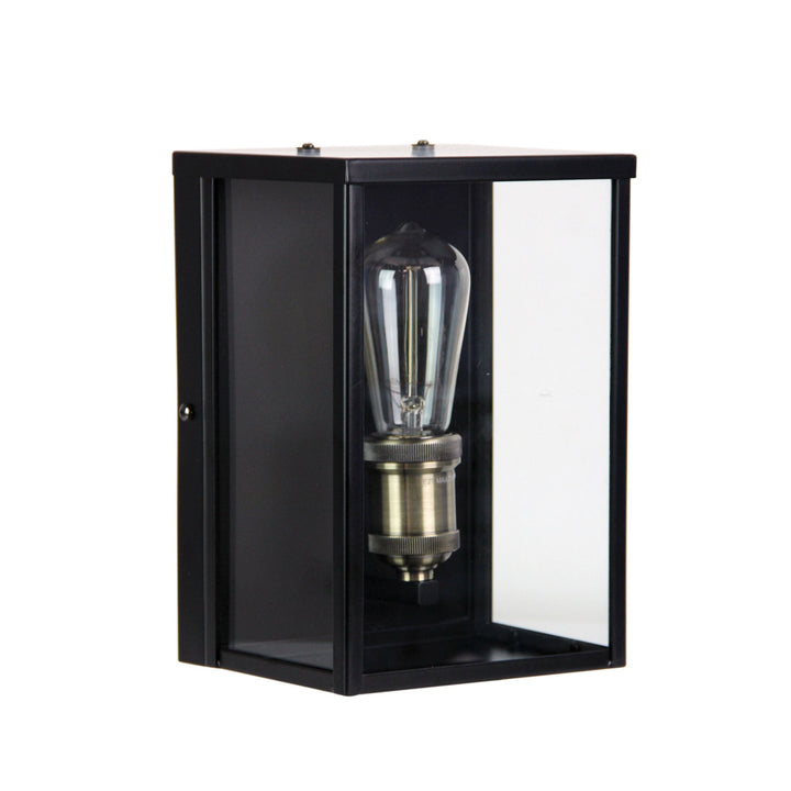 OAKLAND Brushed Chrome and Black Hamptons Style Outdoor Wall Sconce