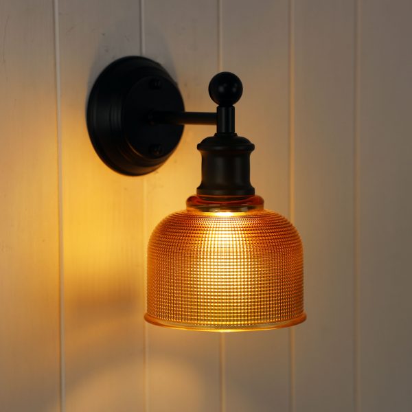 Brighton Wall Light – Black & Obscure Glass