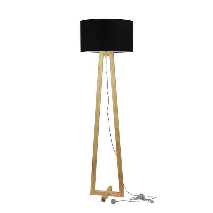 EDRA FLOOR LAMP Black Scandi Floor Lamp with Black Cotton Shade