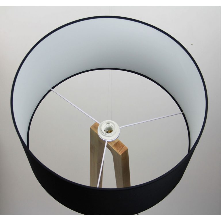 Edra Floor Lamp Timber W/ Black Cotton Shade – premium home and bathroom accessory from Pilbara Bathroom Warehouse