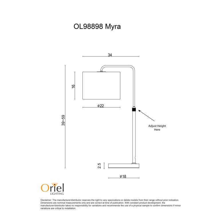Myra Table Lamp Black – premium home and bathroom accessory from Pilbara Bathroom Warehouse