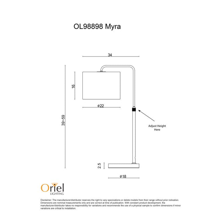 Myra Table Lamp Black – premium home and bathroom accessory from Pilbara Bathroom Warehouse