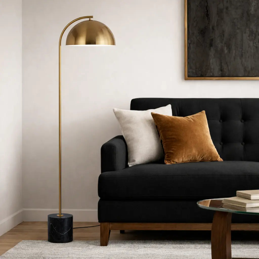 Ortez Floor Lamp in Black/Antique Gold, White/Antique Gold or White/Bronze