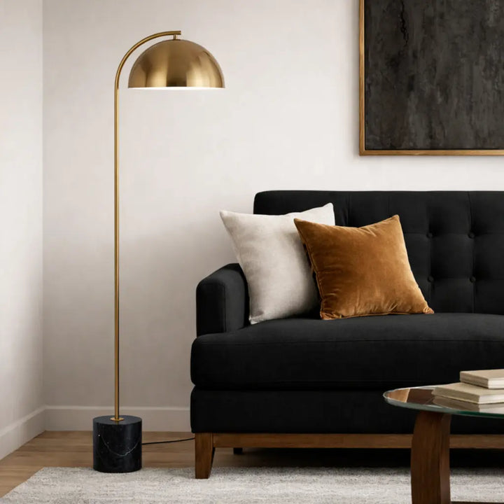 Ortez Floor Lamp in Black/Antique Gold, White/Antique Gold or White/Bronze