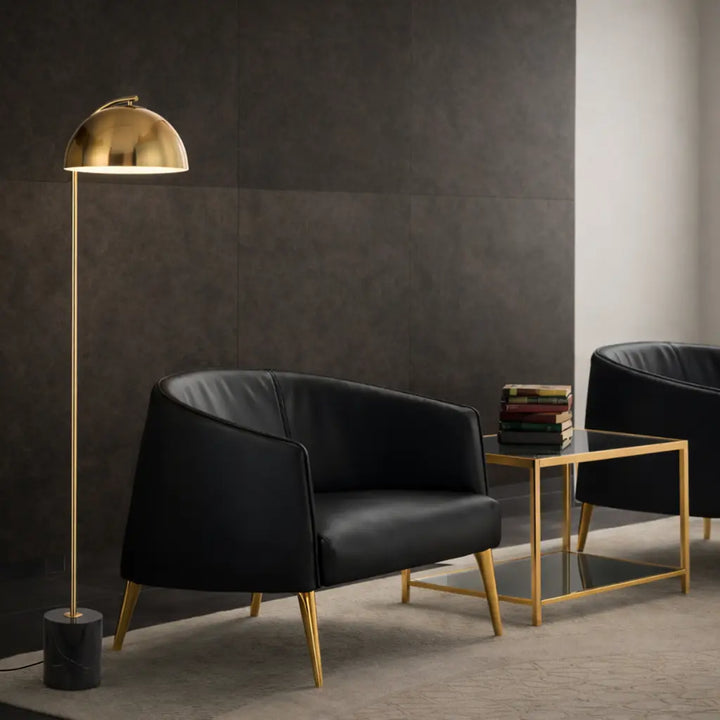 Ortez Floor Lamp in Black/Antique Gold, White/Antique Gold or White/Bronze