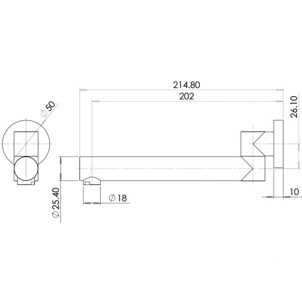 Swivel Bath Outlet Round 200mm