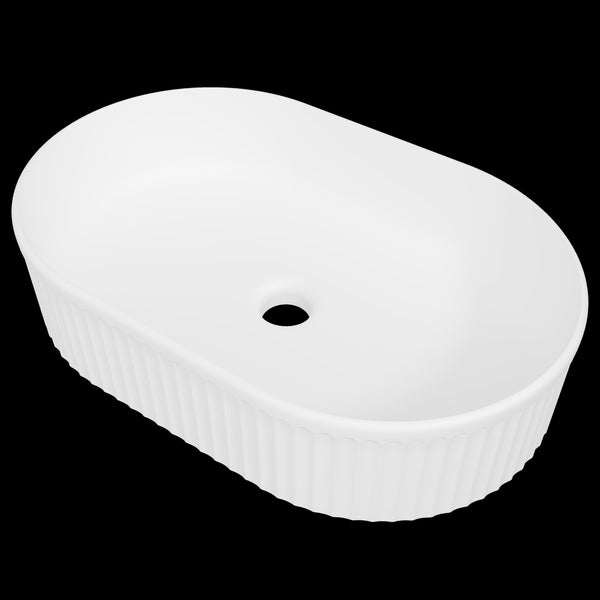 Oval Flute Basin 490mm White Matt