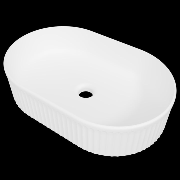 Oval Flute Basin 490mm White Matt
