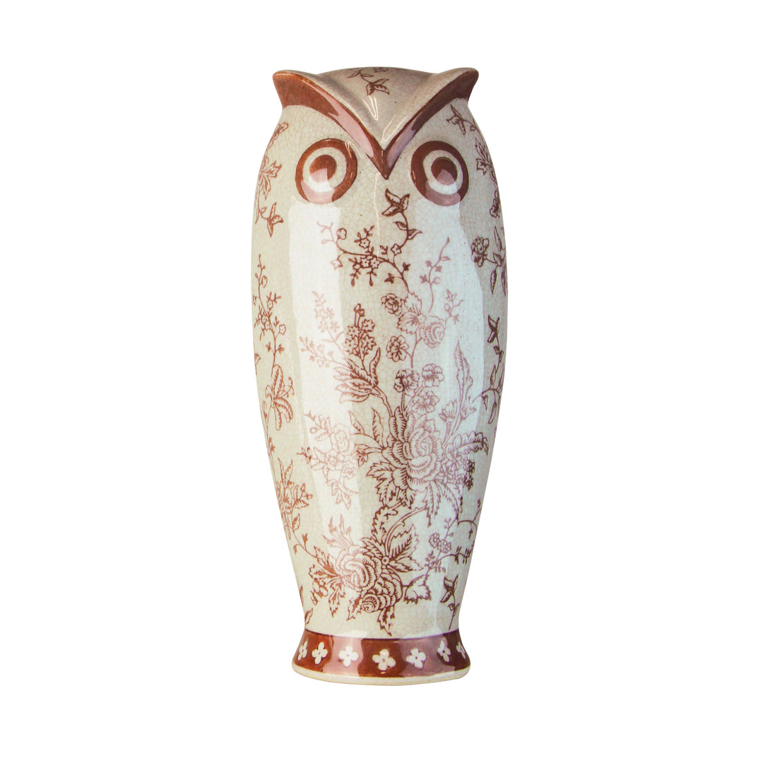 OWL.10 Ceramic Figurine - Handcrafted with Floral Design