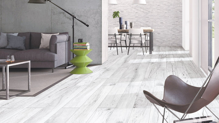 Oak White Matt 1200x200mm Porcelain Tile | Large Format Wood-Effect Floor and Wall Tile