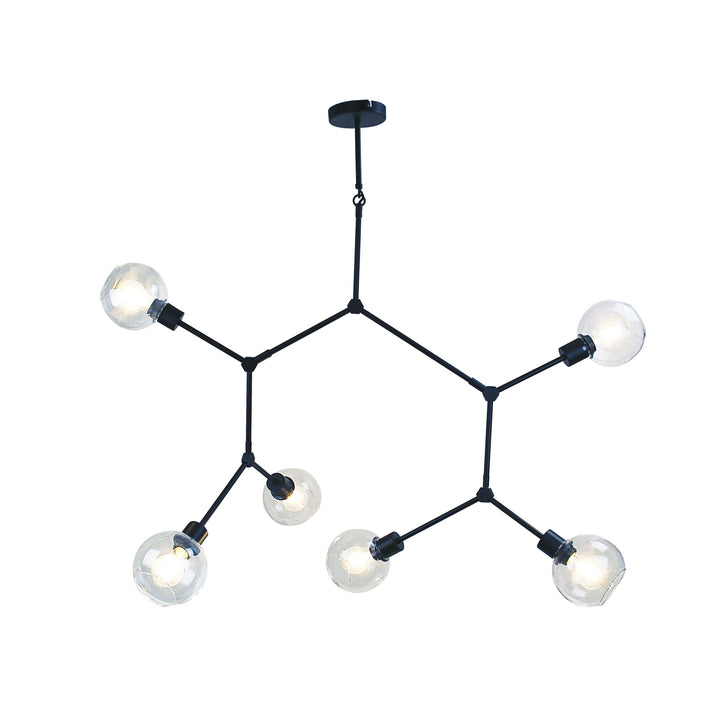 PADUA Black 170cm Contemporary Clear Glass Pendant
