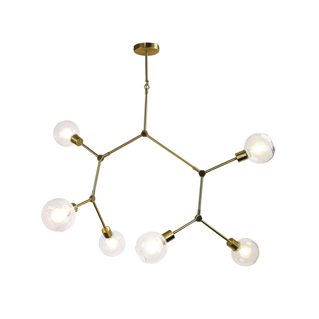 PADUA Satin Brass 170cm Contemporary Clear Glass Pendant