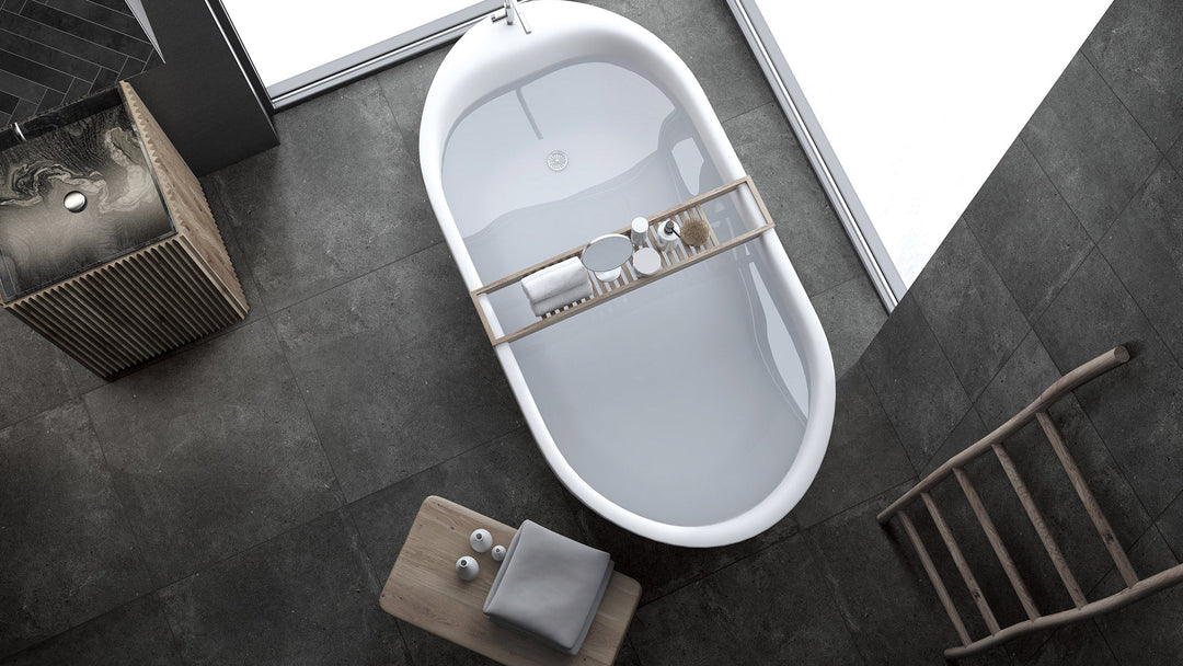 Paradigm Rectified Matt Graphite 300x600mm Porcelain Tile | Modern Concrete-Effect Matte Tiles
