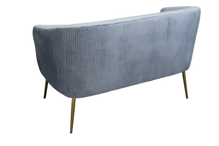 Perla 2 Seater Spruce velvet fluted back Gold legs