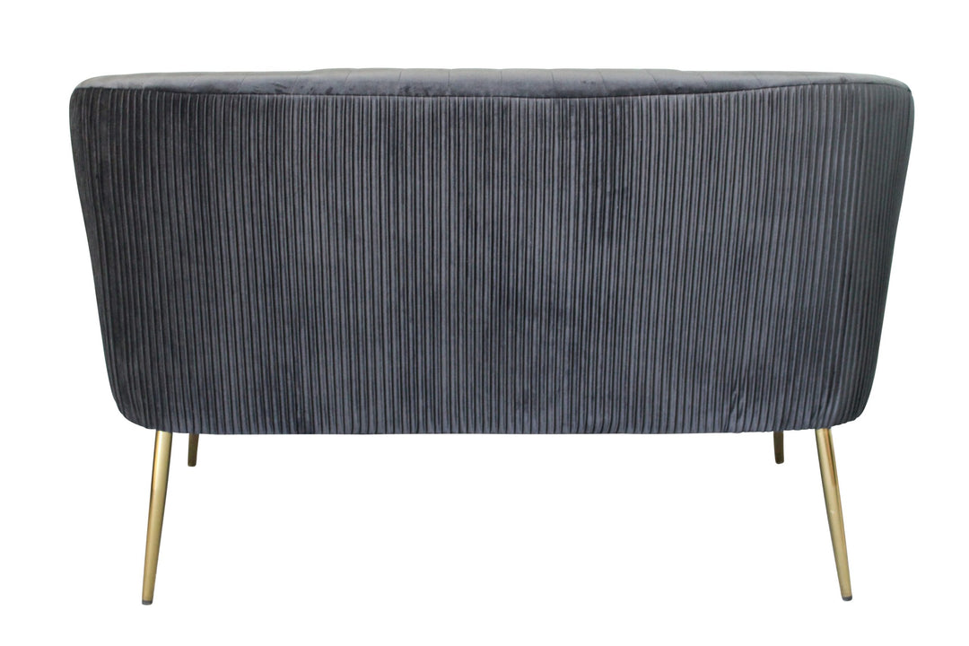 Perla 2 Seater Black velvet fluted back Gold legs