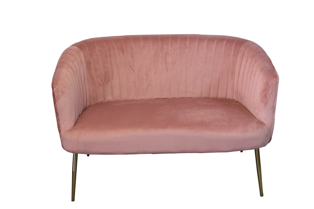 Perla 2 Seater Blush velvet fluted back Gold legs