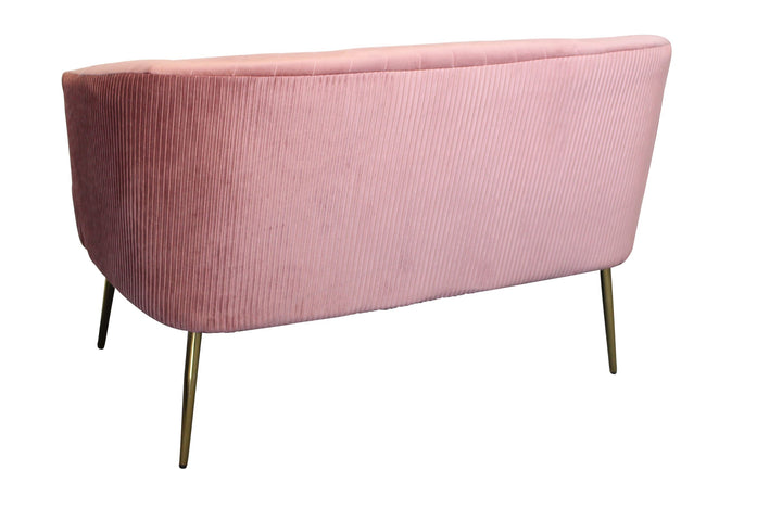 Perla 2 Seater Blush velvet fluted back Gold legs