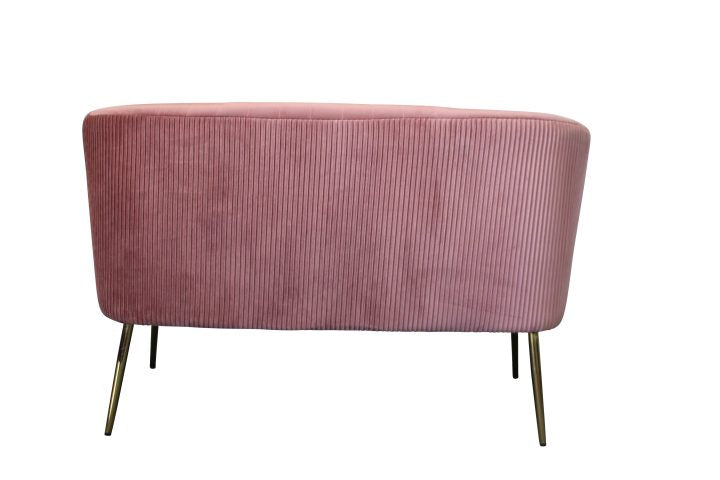 Perla 2 Seater Blush velvet fluted back Gold legs
