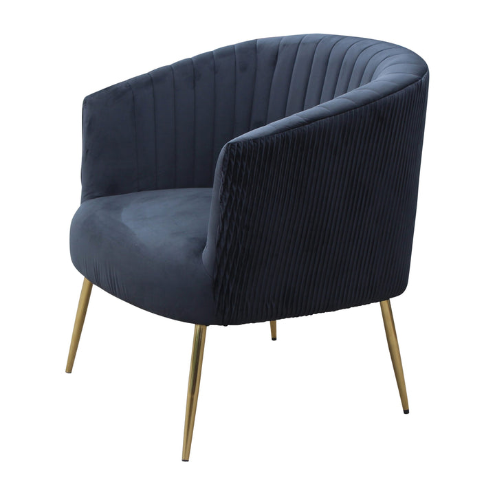 Perla Chair Black velvet fluted back Gold legs