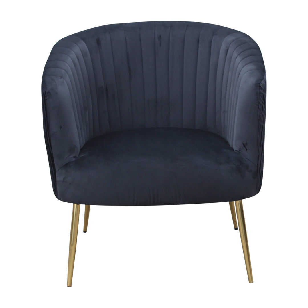 Perla Chair Black velvet fluted back Gold legs