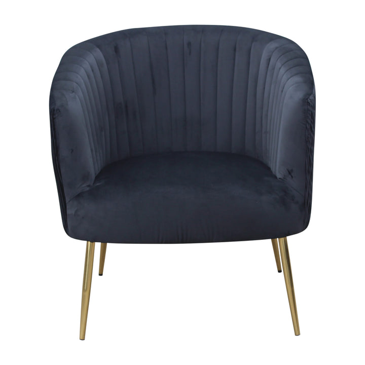 Perla Chair Black velvet fluted back Gold legs