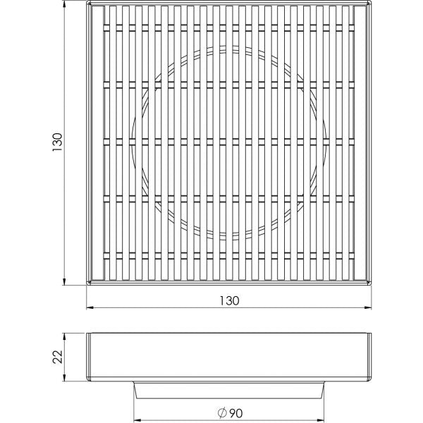 Phoenix Point Drain HG 130mm Outlet 90mm