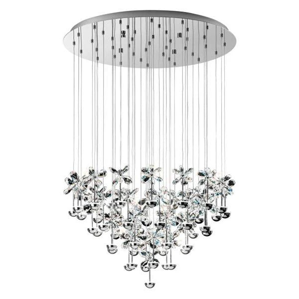 Pianopoli Crystal Chrome LED Pendant Light w/ Clear Glass (10, 15 or 43 Lights)