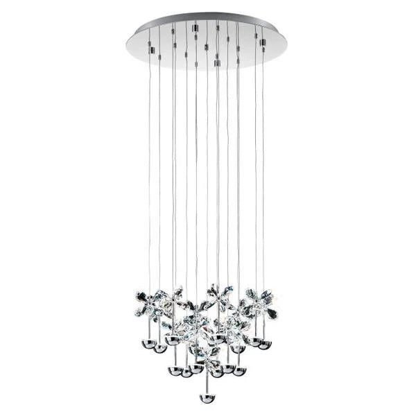 Pianopoli Crystal Chrome LED Pendant Light w/ Clear Glass (10, 15 or 43 Lights)