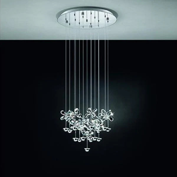 Pianopoli Crystal Chrome LED Pendant Light w/ Clear Glass (10, 15 or 43 Lights)